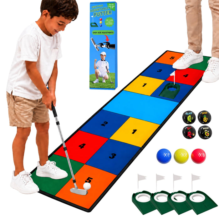Adjustable Kids Putter & Birdie Streak Putting Mat Bundle