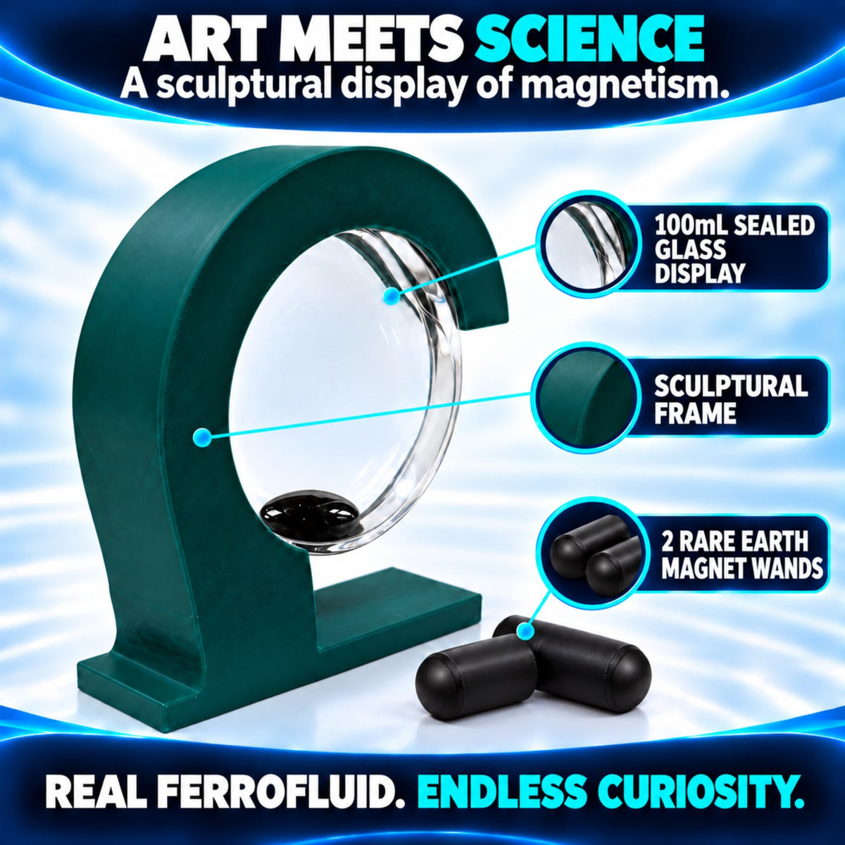 Forest Green Sculpture 100ml ferrofluid display - image 6