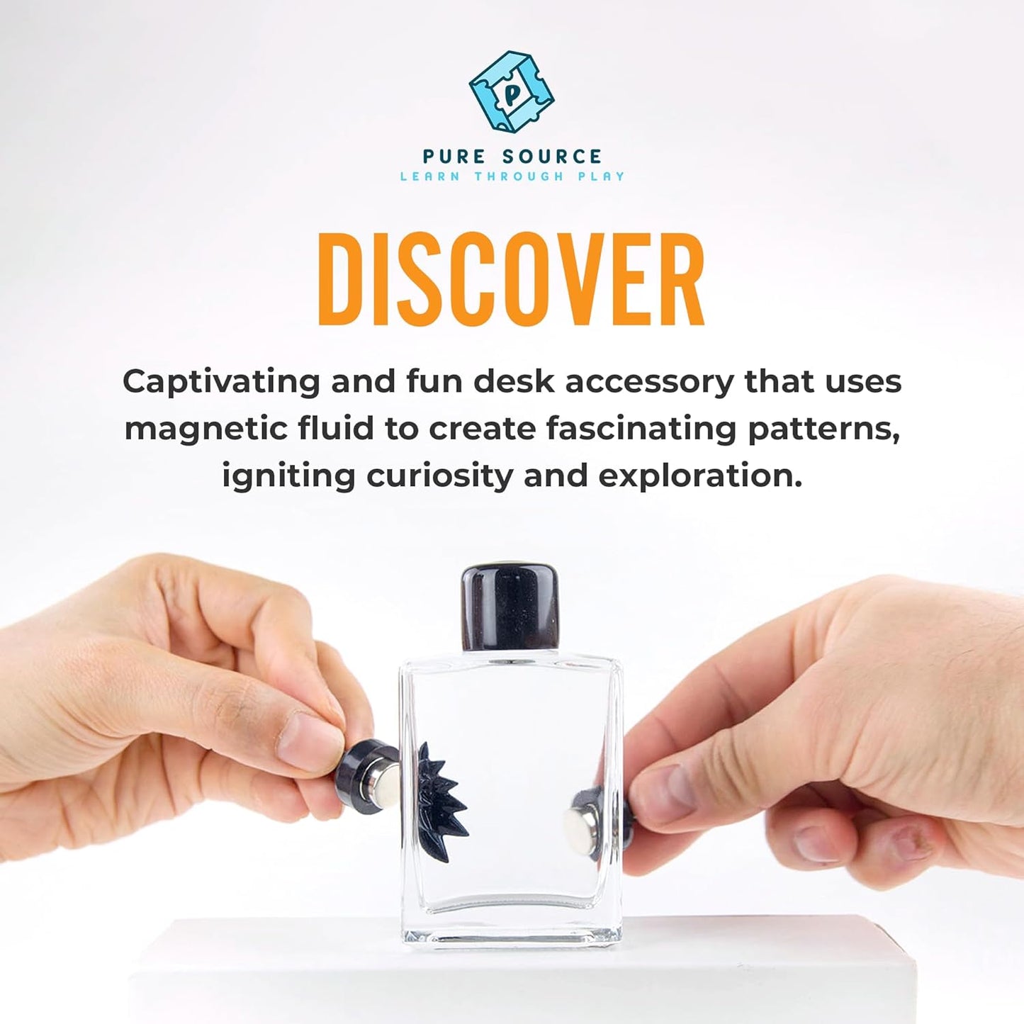 Ferrofluid Magnetic Display – Science Education Magnetism Kit – Interactive Liquid Metal Physics Demonstration – Executive Desk Décor with Neodymium Magnets – STEM Learning Tool