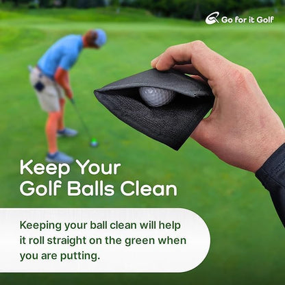 Go For It Golf Ball Towel with Retractable Clip – Black – image 2