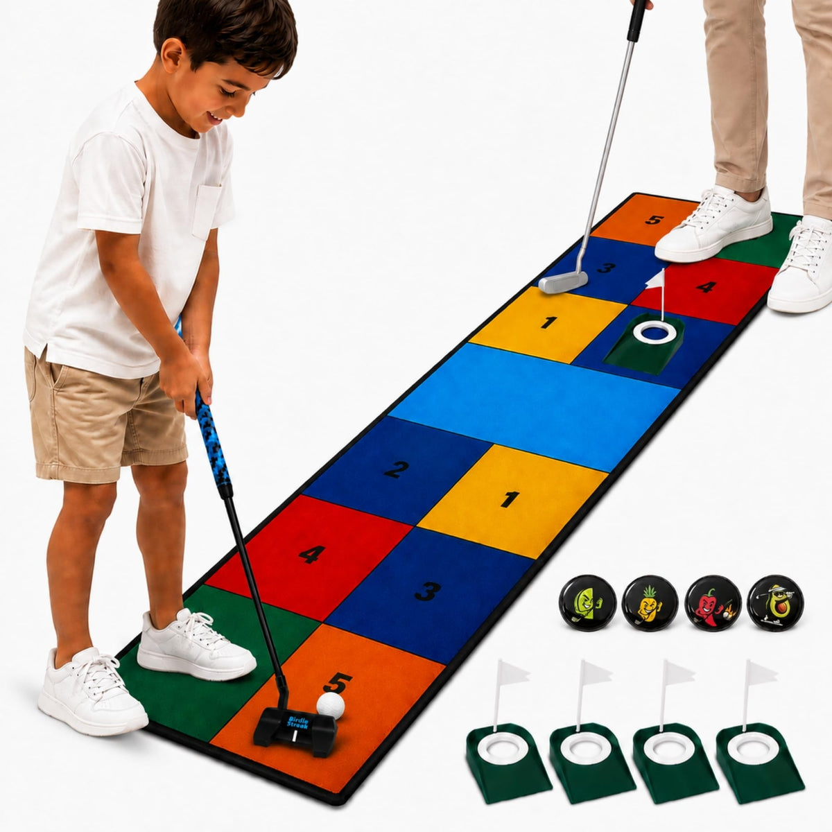 Birdie Streak Indoor Putting Mat with 4 Cups