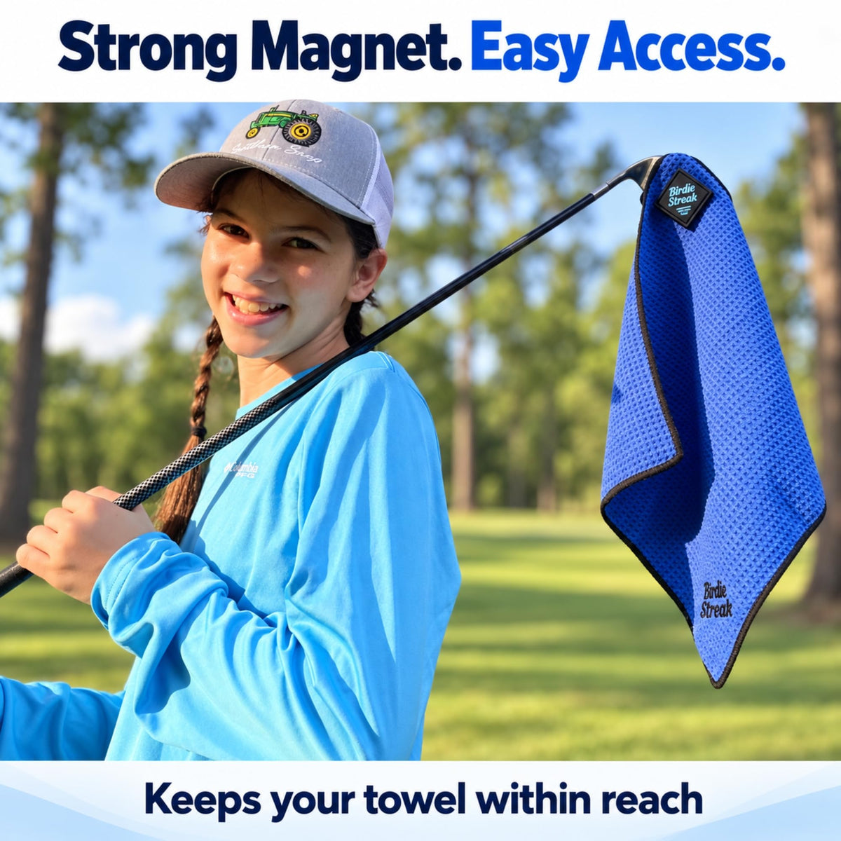 Birdie Streak Junior Magnetic Golf Towel – Blue – image 4