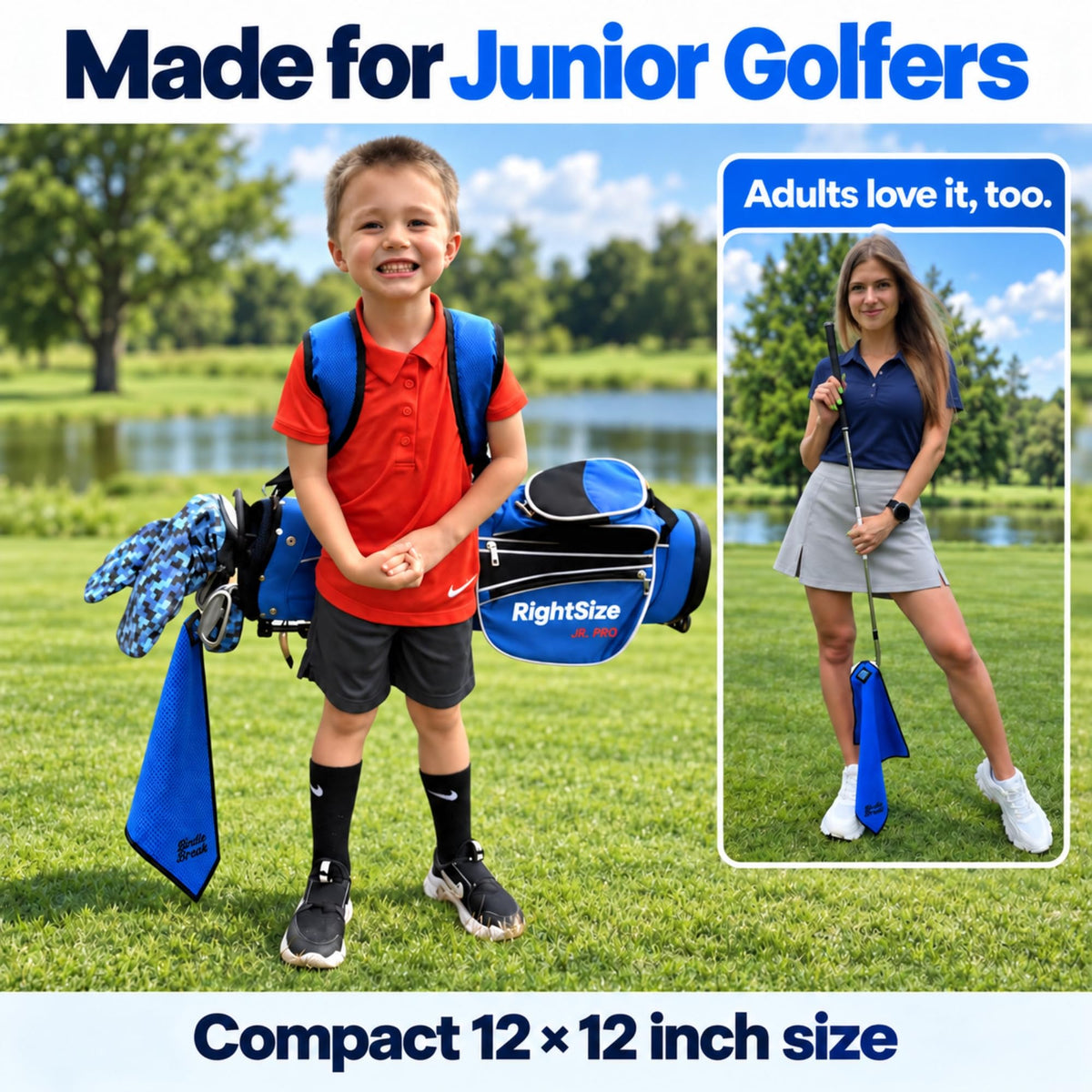 Birdie Streak Junior Magnetic Golf Towel – Blue – image 5