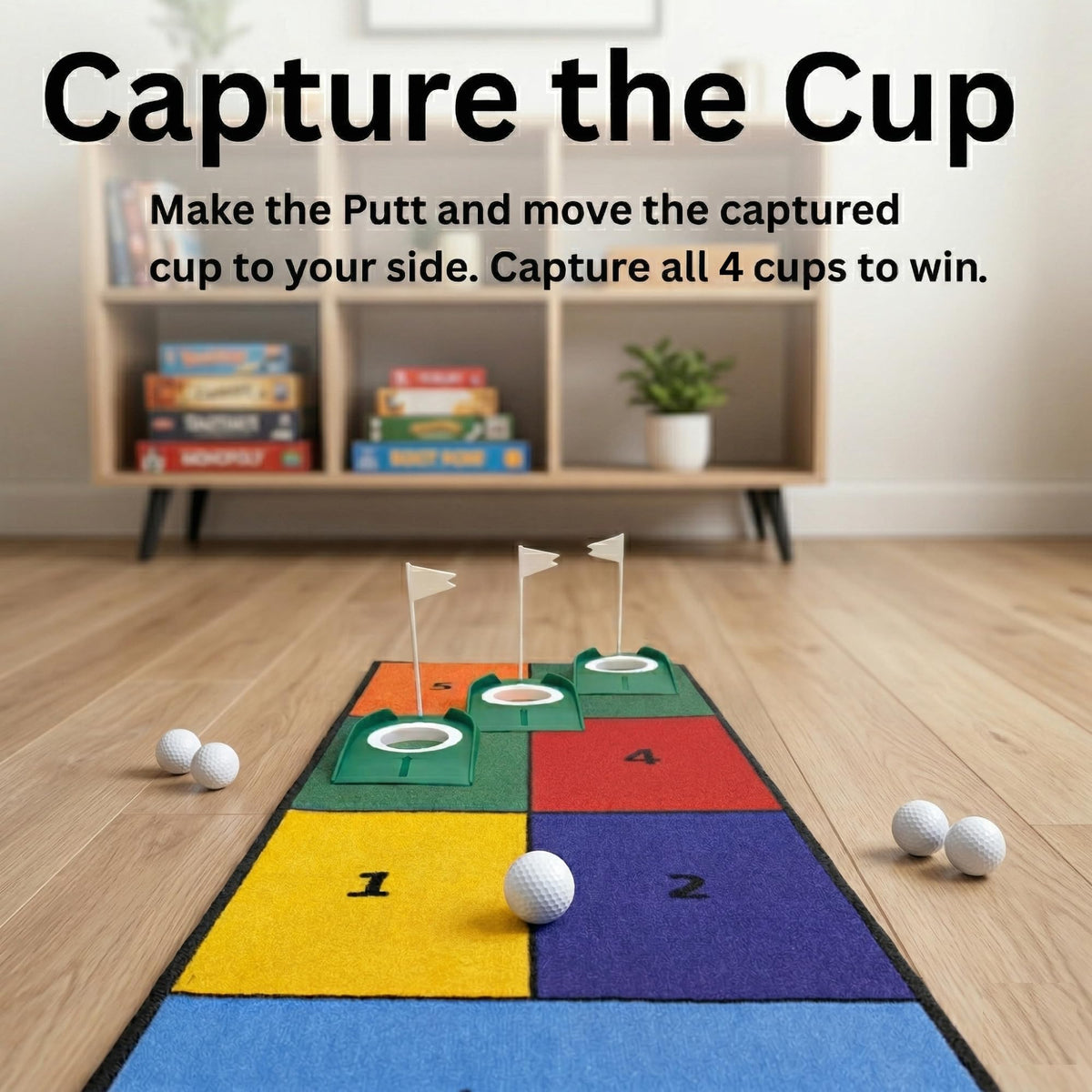 Birdie Streak Indoor Putting Mat with 4 Cups – image 2