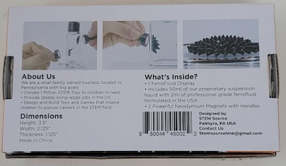 Ferrofluid Magnetic Display – Science Education Magnetism Kit – Interactive Liquid Metal Physics Demonstration – Executive Desk Décor with Neodymium Magnets – STEM Learning Tool