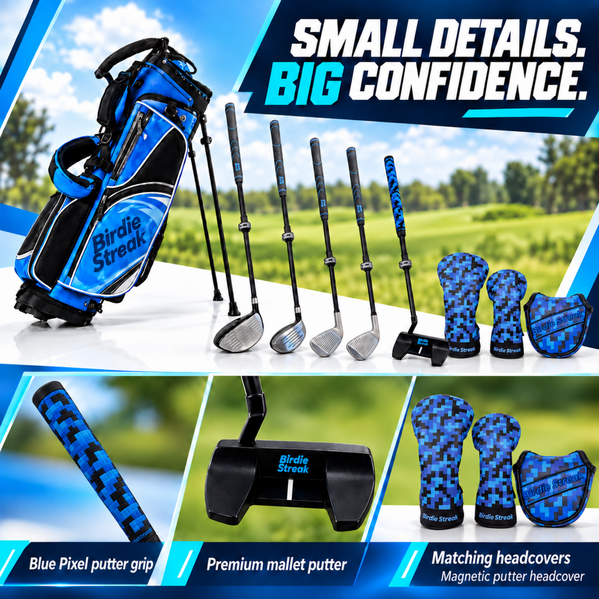 Birdie Streak adjustable junior golf set – Premium details